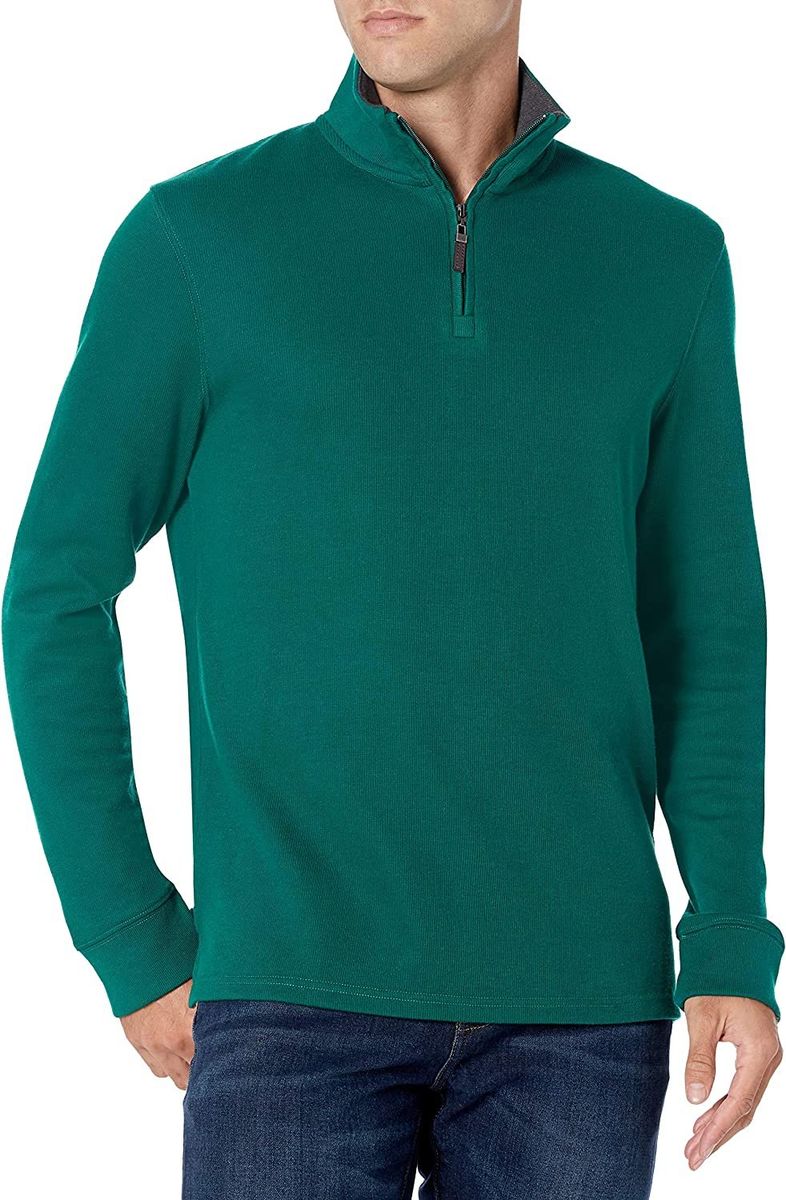Essentials Men's Quarter-Zip French Rib Sweater