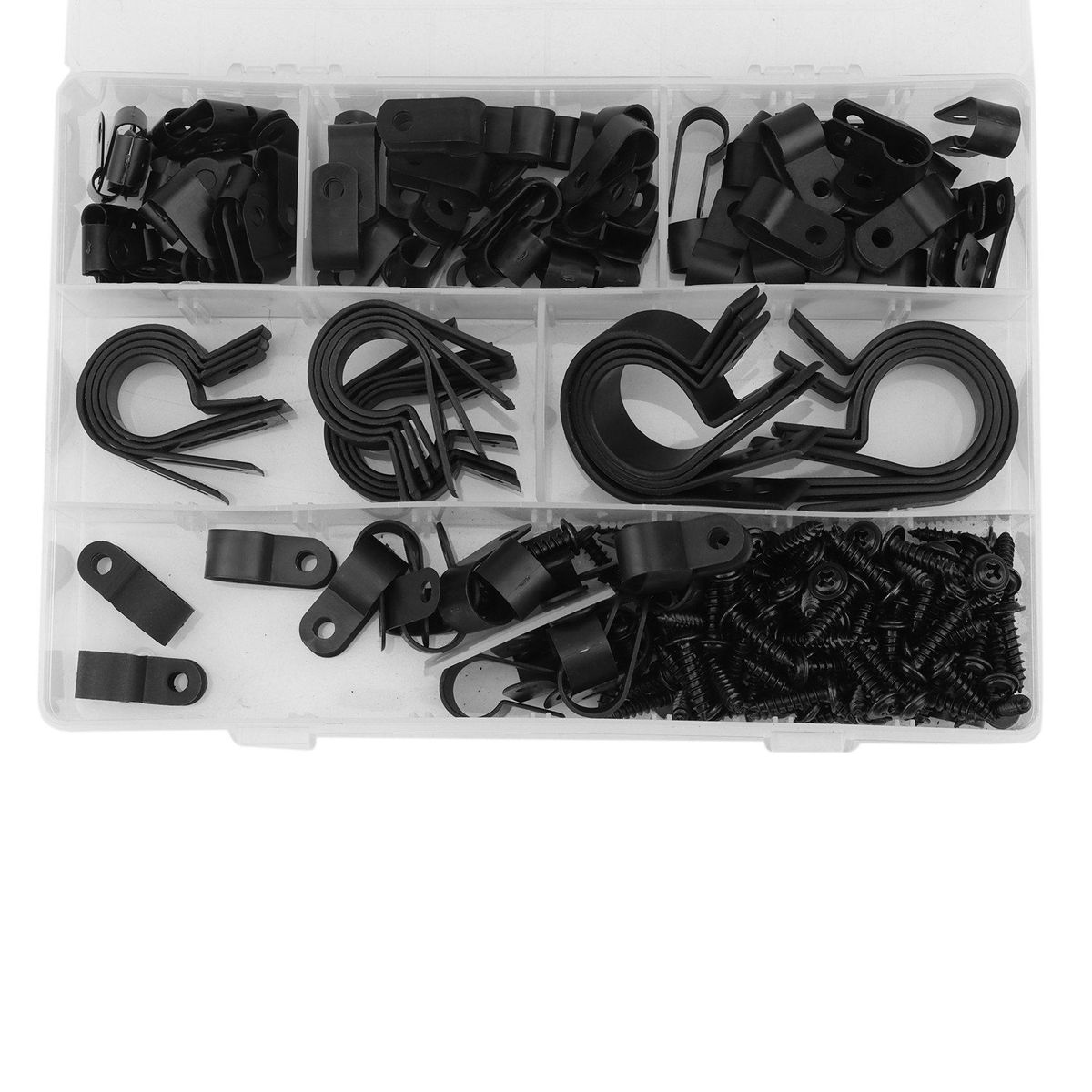 150PCS Cable Clips for Cable Management Cord Organizer,Nylon R-Type, Screw Mounting Cord Fastener Clamp Kit with Screws