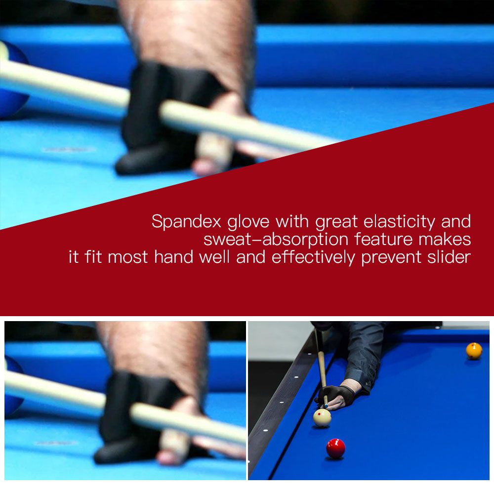Lixada Absorbent Billiard Gloves Three Fingers Spandex Cue