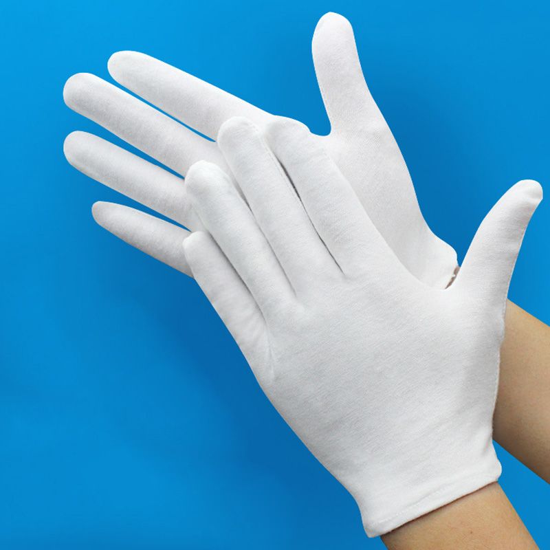 12 Pairs Cotton White Soft Gloves Costume Jewellery Work