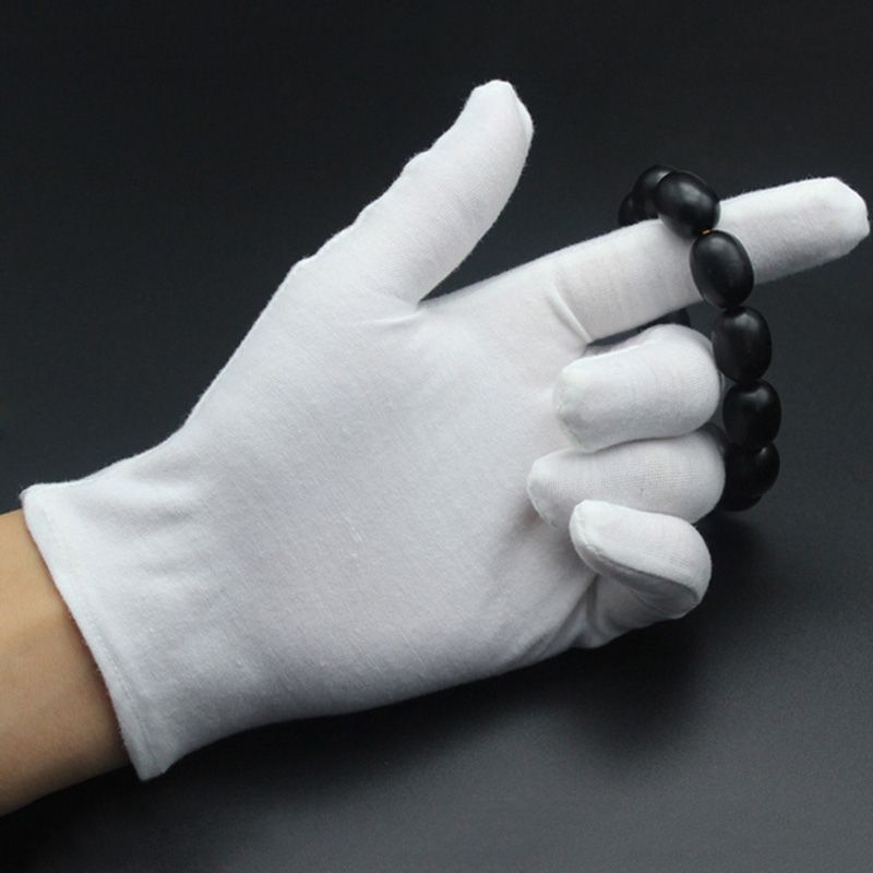 12 Pairs Cotton White Soft Gloves Costume Jewellery Work