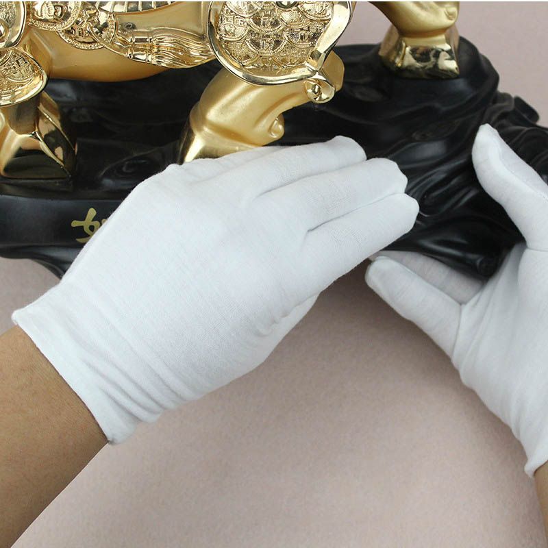 12 Pairs Cotton White Soft Gloves Costume Jewellery Work