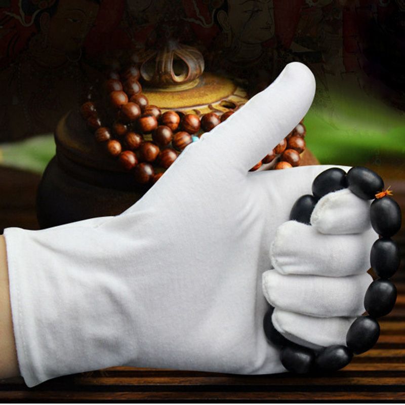 12 Pairs Cotton White Soft Gloves Costume Jewellery Work