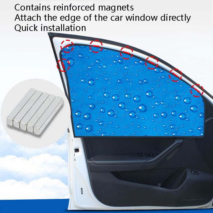 4 PCS Single-Layer Sun Protection Magnetic Car Curtain Blue Right