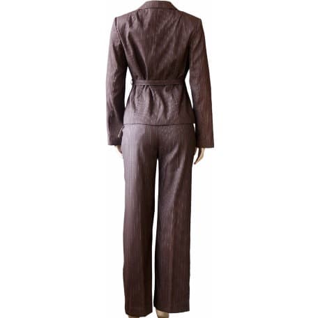 Women's Pinstriped Pant Suit - Brown