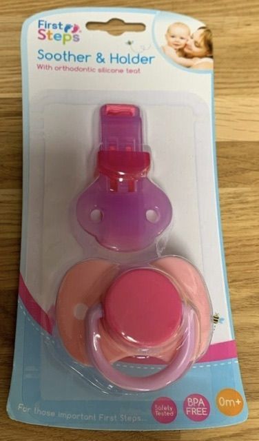 Soother And Holder Set Pink/Pink 0m+