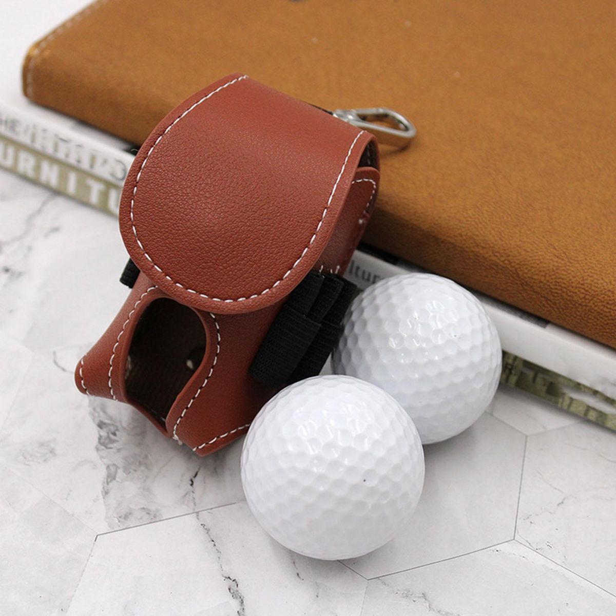 Golf Ball Waist Bag Golf Ball Waist Bag Holder Storage Pouch Brown