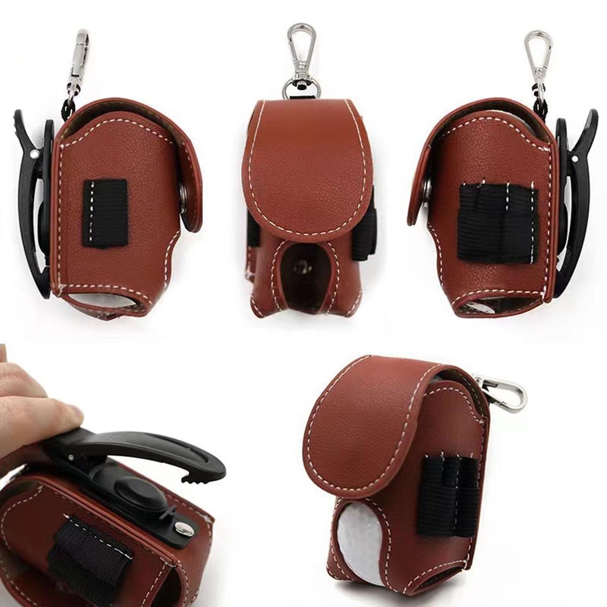 Golf Ball Waist Bag Golf Ball Waist Bag Holder Storage Pouch Brown