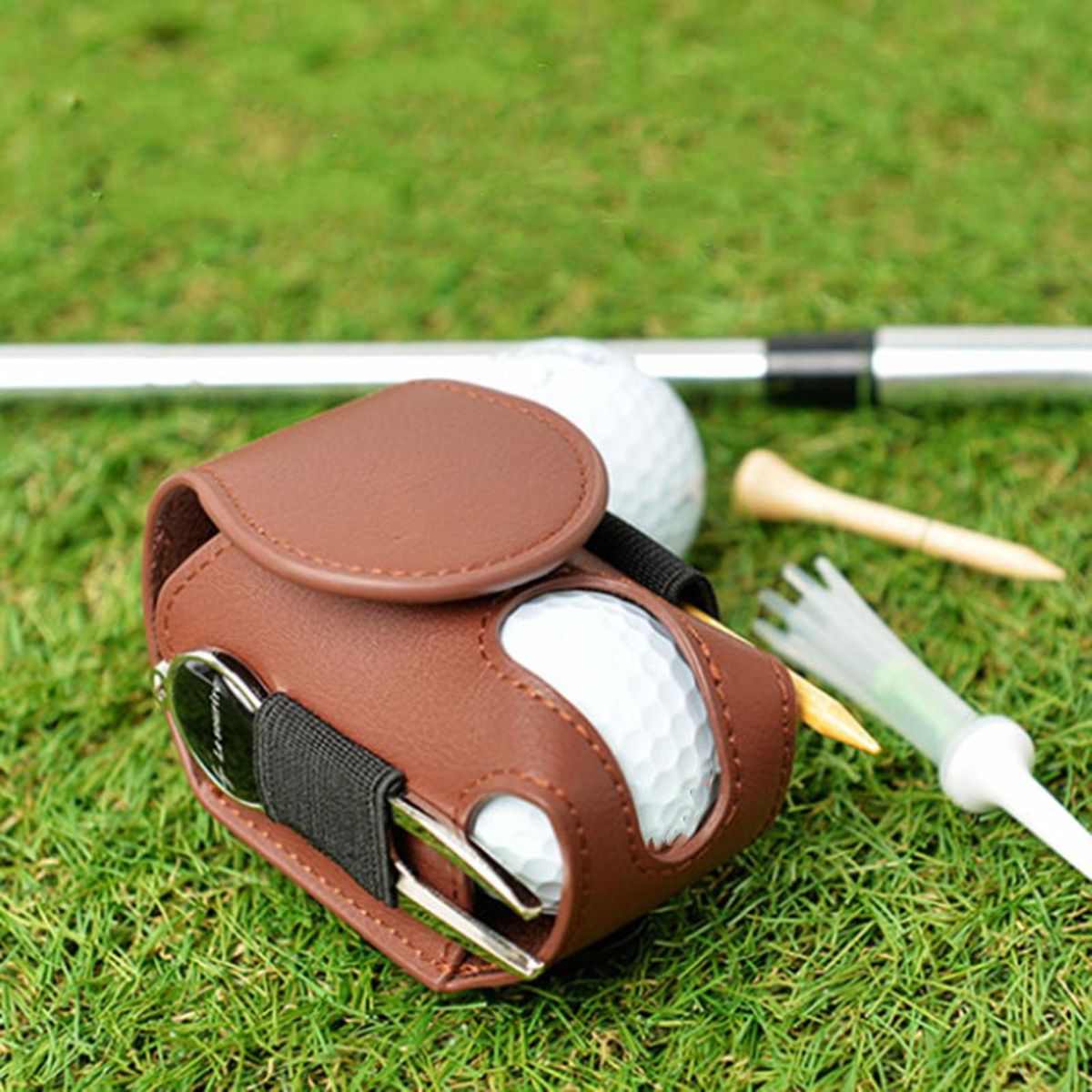 Golf Ball Waist Bag Golf Ball Waist Bag Holder Storage Pouch Brown