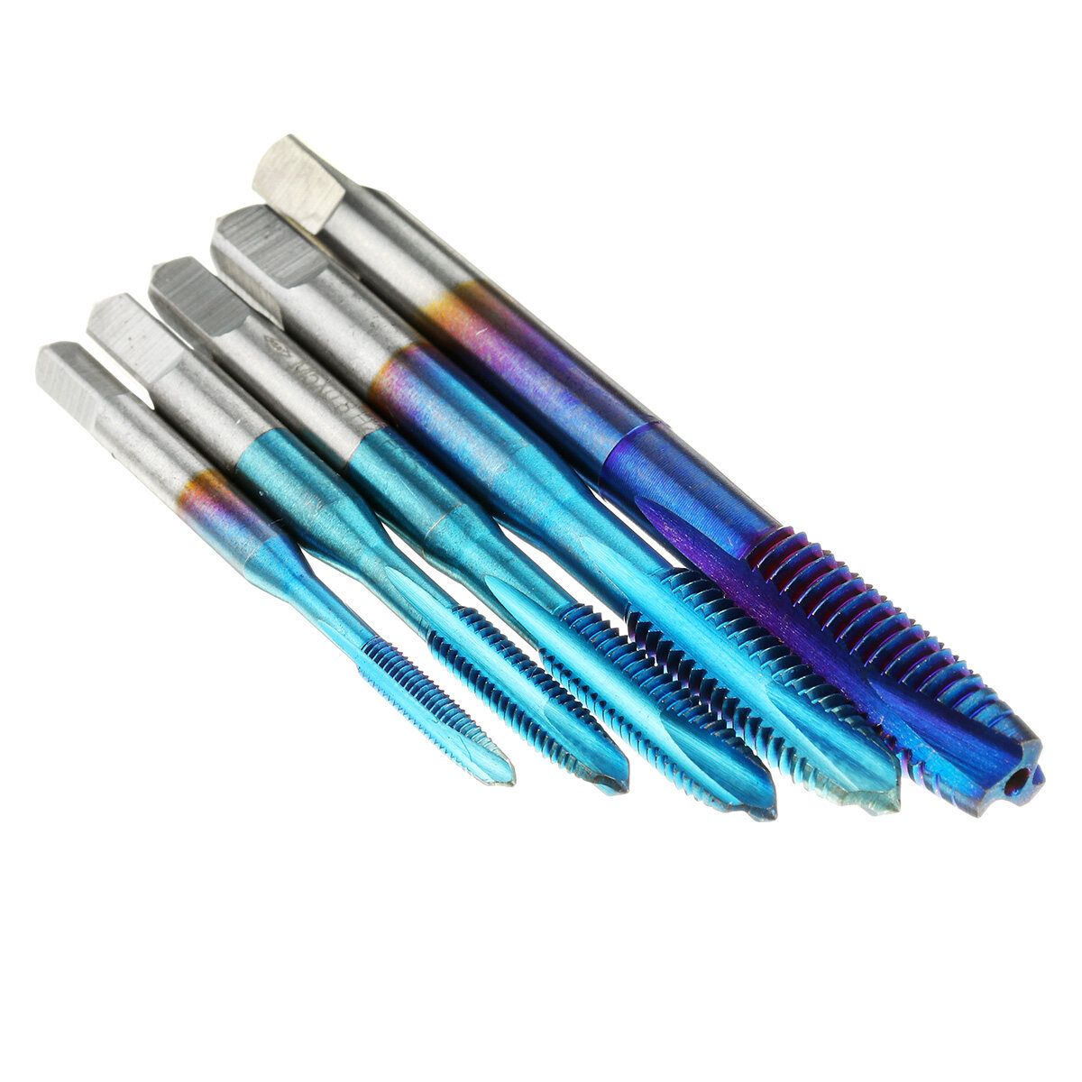 5Pcs -M8 Titanium-plated Woodworking Screw Spiral Groove Point Tap Drill Bit Set Apricot
