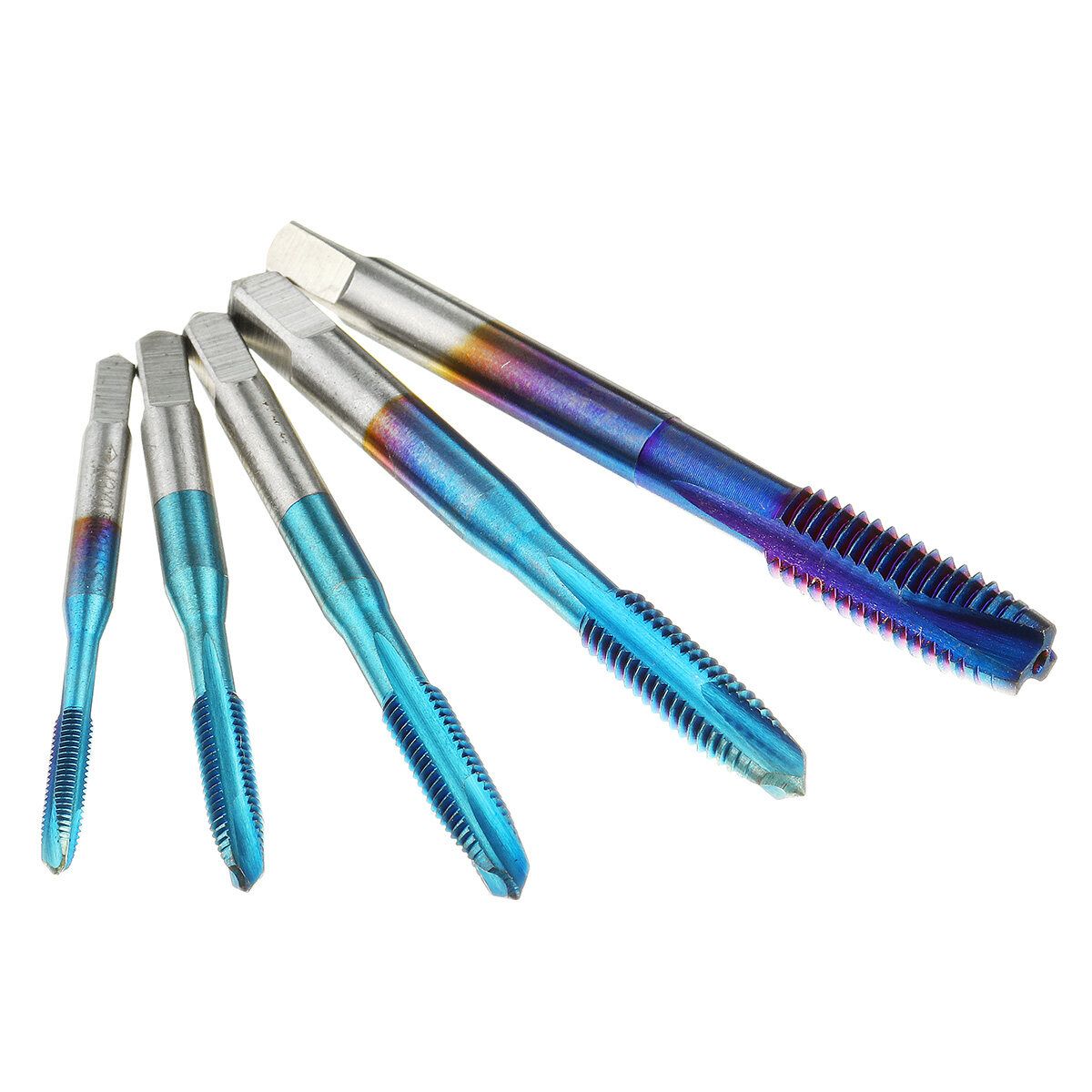 5Pcs -M8 Titanium-plated Woodworking Screw Spiral Groove Point Tap Drill Bit Set Apricot