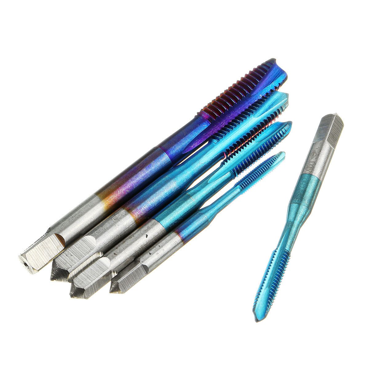 5Pcs -M8 Titanium-plated Woodworking Screw Spiral Groove Point Tap Drill Bit Set Apricot