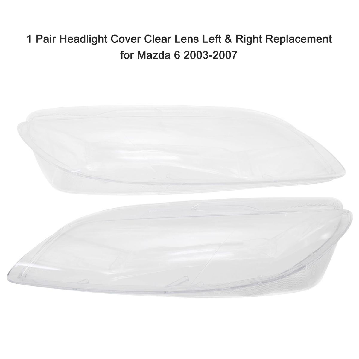 1 Pair Headlight Cover Clear Lens Left & Right Replacement for Mazda 6 2003-2007