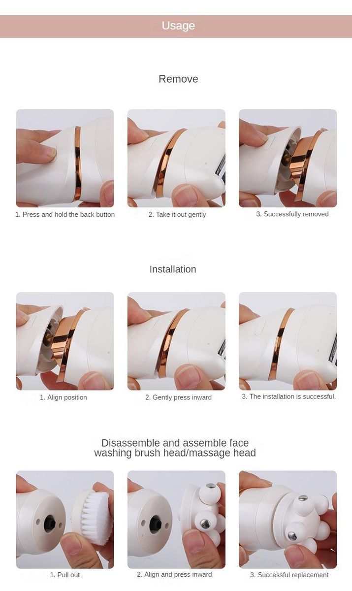 Women's Multifunctional Shaving Face Washer Electric Massager Beauty Three-in-One Beauty Instrument