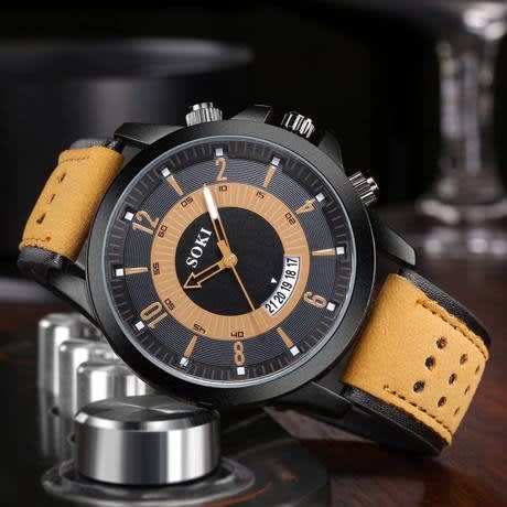 Men's Sport Military Quartz Wrist Watch-light Brown