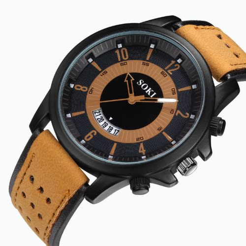 Men's Sport Military Quartz Wrist Watch-light Brown