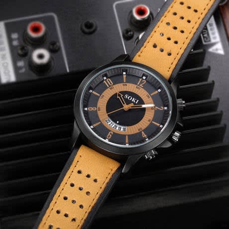 Men's Sport Military Quartz Wrist Watch-light Brown