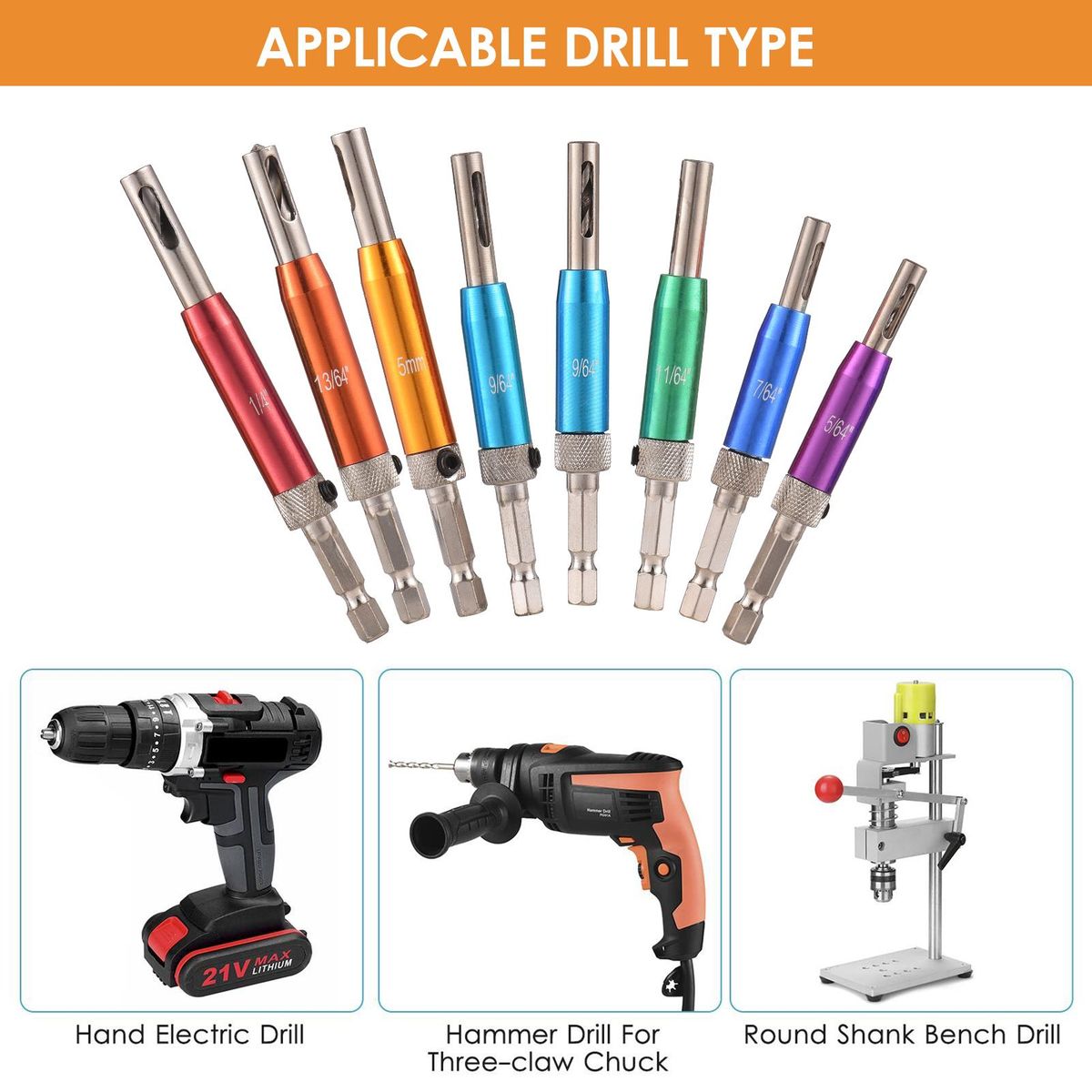 17PCs Self Centering Drill Bit Set Hex Shank Self Center Hinge Drill Bits Tool for Woodworking