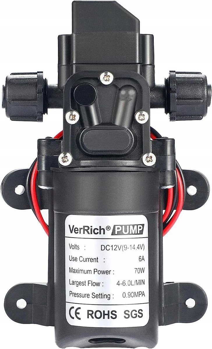 Diaphragm Pump 12V Water Pumps 70W Self Priming Sprayer Pump 6 L/Min 0.9MPA 131 PSI