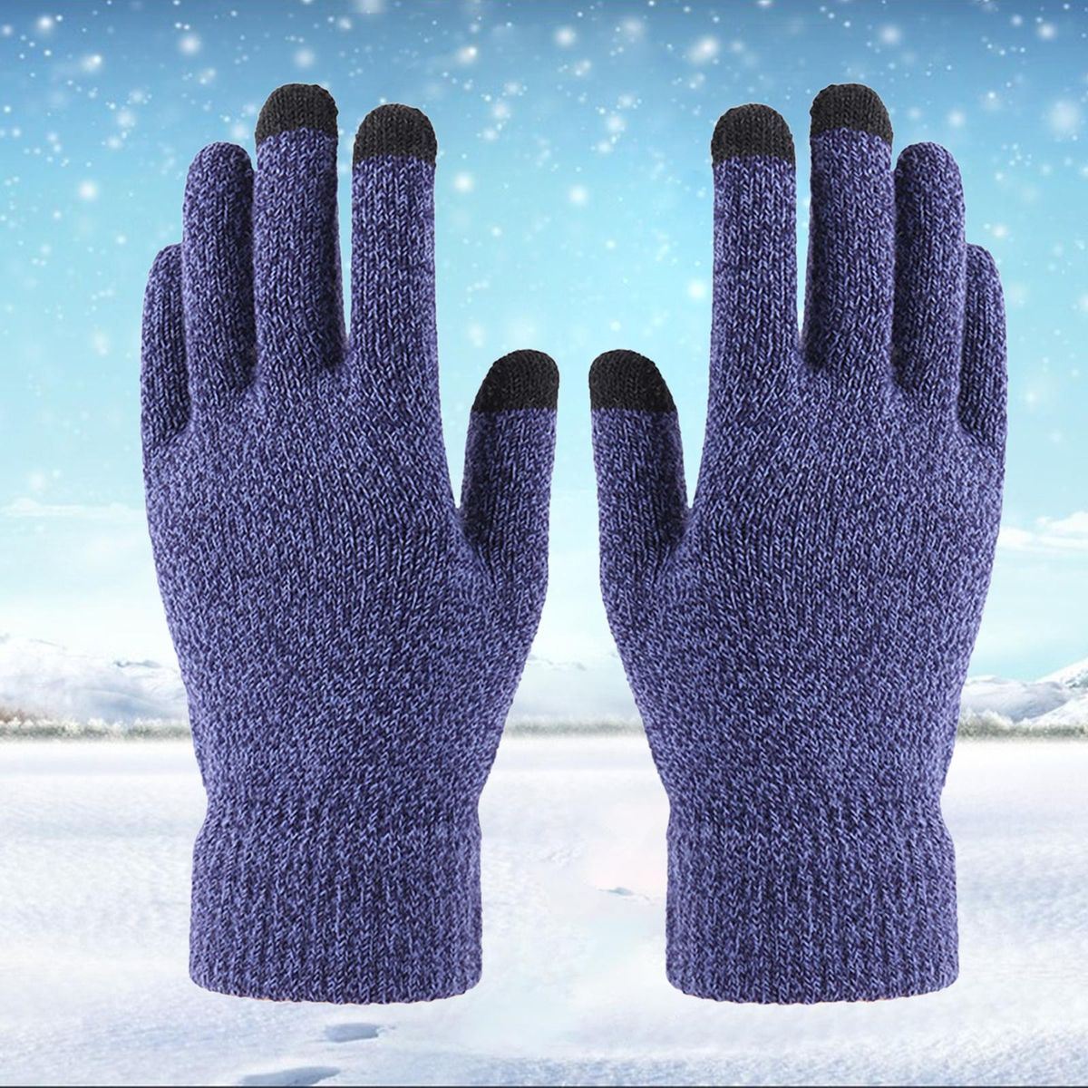 Warm Winter Gloves Touch Screen Knitted Mitten Dark Green
