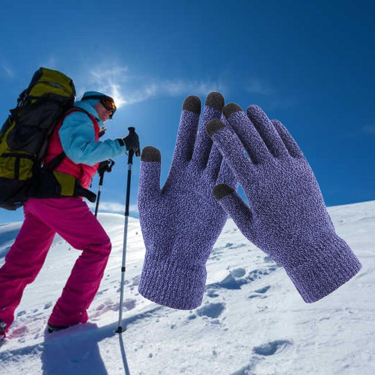 Warm Winter Gloves Touch Screen Knitted Mitten Dark Green