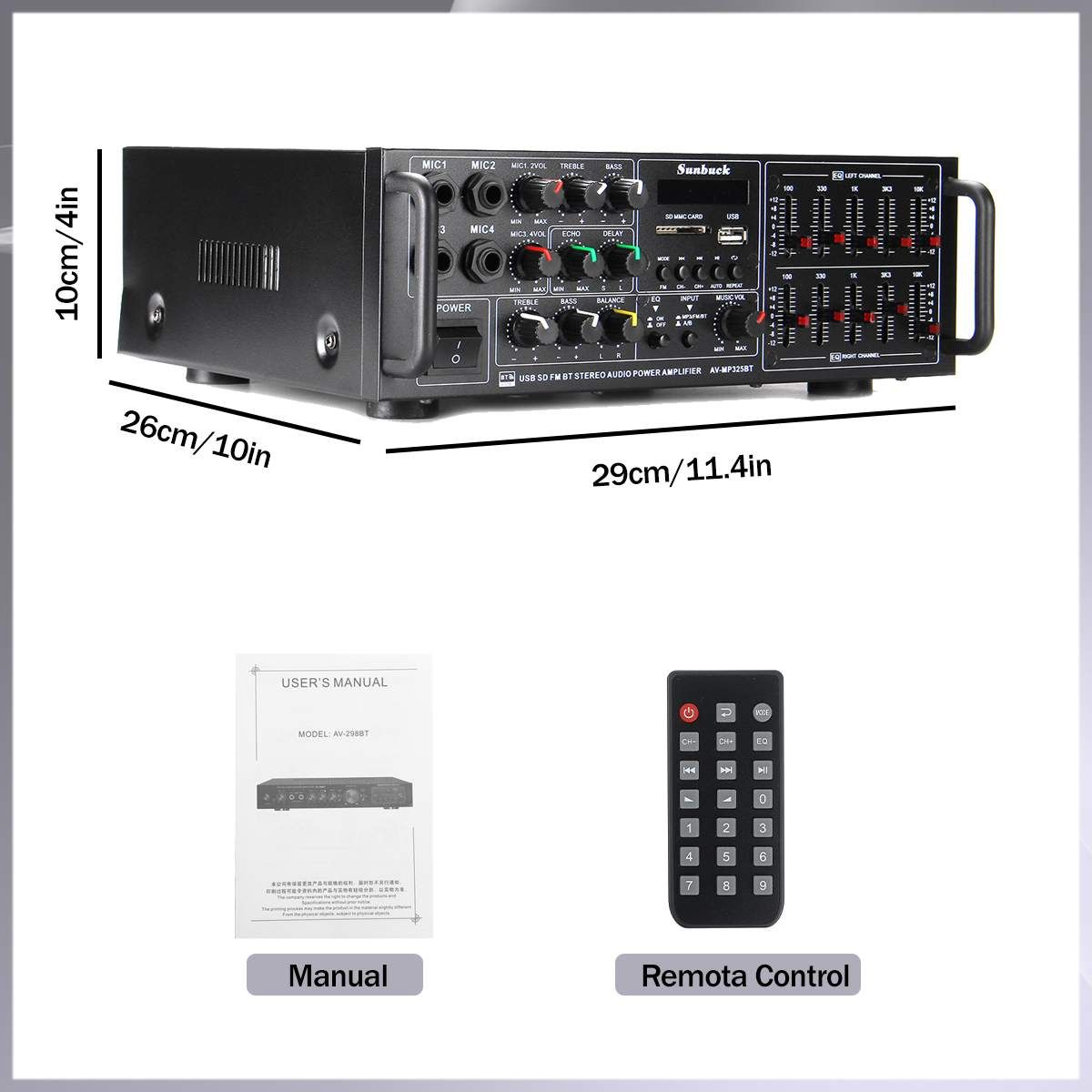 110/220V 8000W USB SD AMP FM DVD AUX With Remote Control Support 4 Way Microphone Input Bluetooth Amplifier Audio Stereo Digital