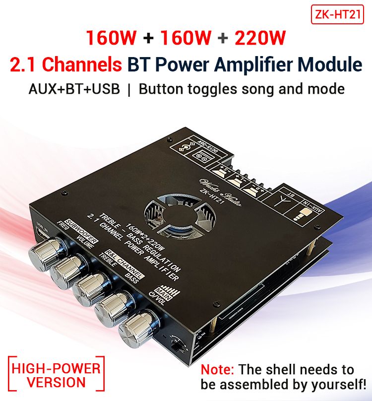 ZK-TB21 TPA3116D2 Bluetooth 5.0 Subwoofer Amplifier Board 50WX2+100W 2.1 Channel Power Audio Stereo Amplifier Board BAMP-HT21