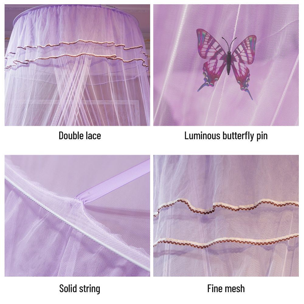 【Universal】Mosquito Net Dome Single Entrance Fine Mesh Purple