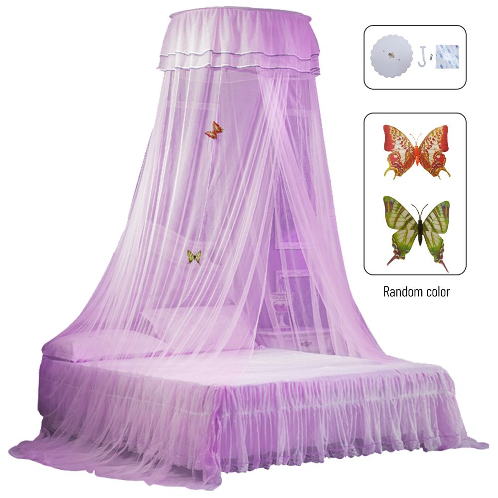 【Universal】Mosquito Net Dome Single Entrance Fine Mesh Purple