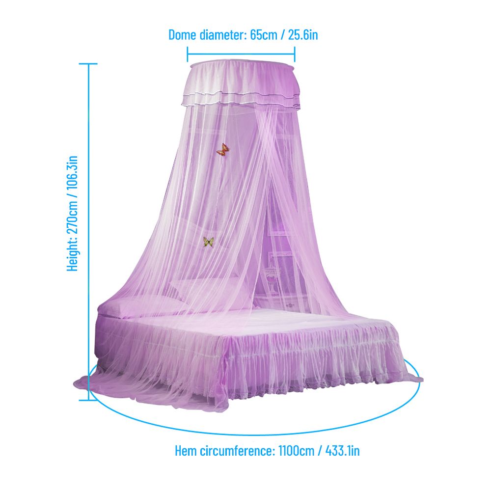 【Universal】Mosquito Net Dome Single Entrance Fine Mesh Purple