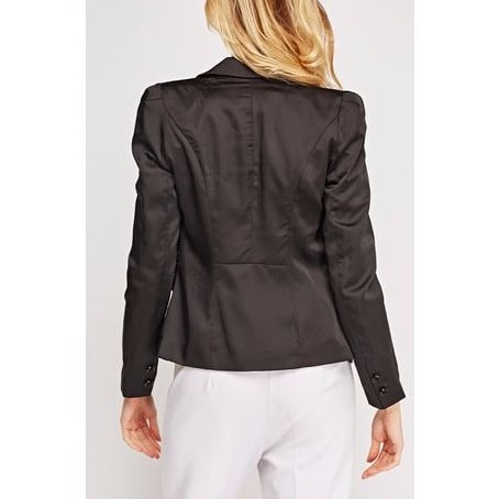 Silky Pure Satin Lapel Front Blazer-blue Black