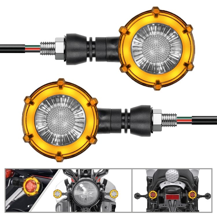 1 Pair Rotating LED Dual-color Flow Turn Signal Light