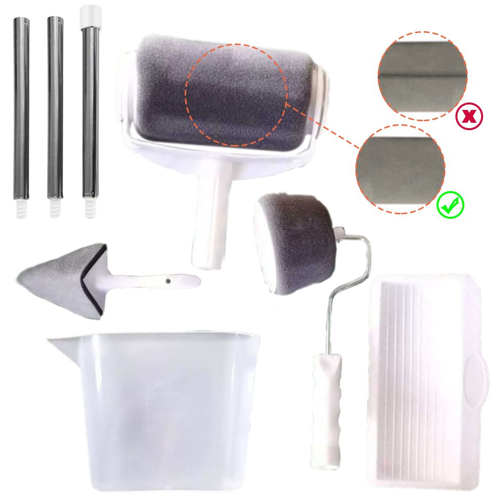 8PCS Pro Paint Roller Wall Decorate Brush Handle Kit