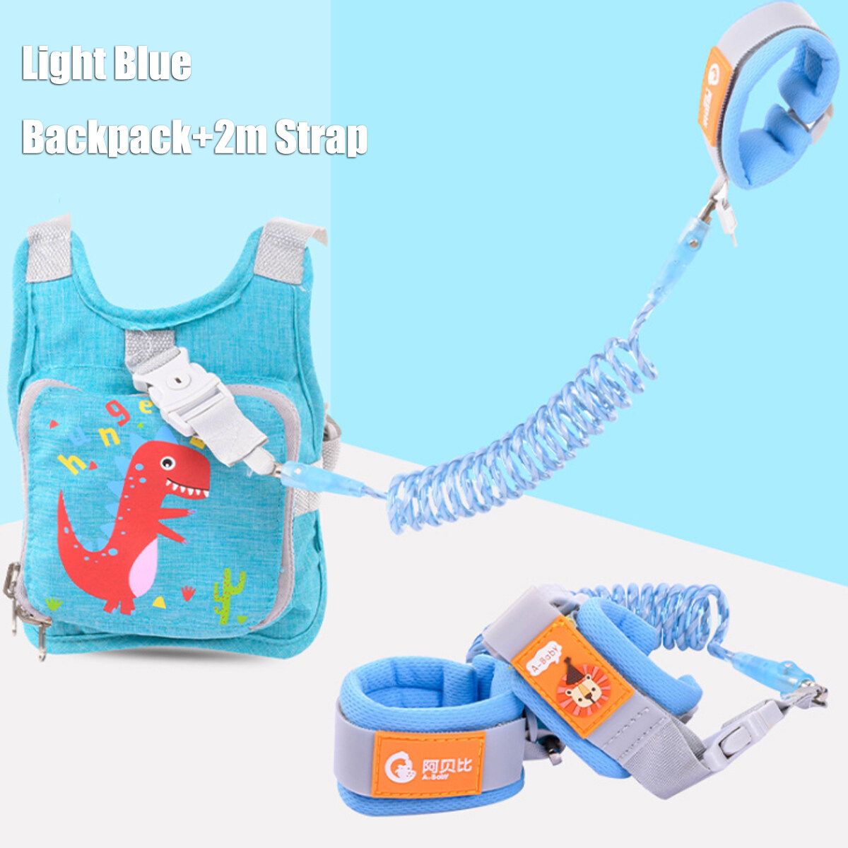 2.5m/2m/1.5m -- Spring Rope/ Reflective Tape Kids Baby Safety Anti-lost Harness Backpack Leash Child Toddler Anti-lost Dinosaur Bag Toddler Cartoon Kindergarten Travel Strap Zipper Bag Gift Green With Backpack (2m Spring Rope