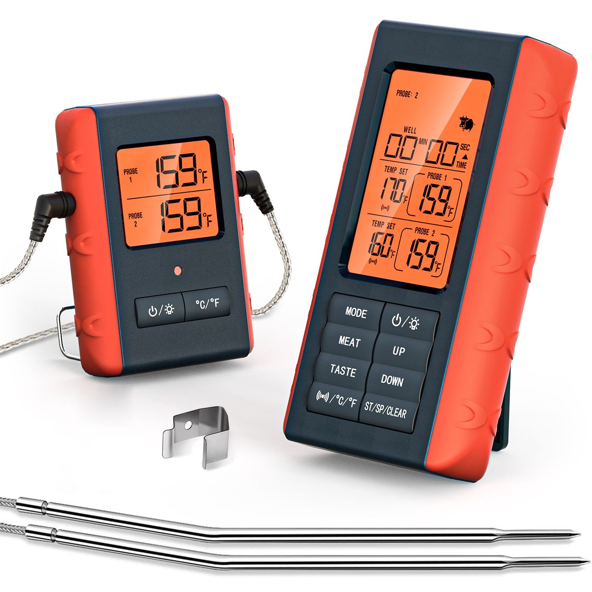 Wireless Meat Thermometer With 2 Propes For Grilling Kitchen
