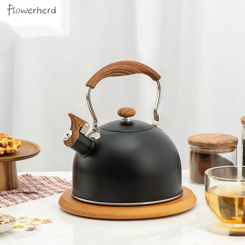 2.5L Whistling Tea Kettle Tea Pot Wood Scald Handle
