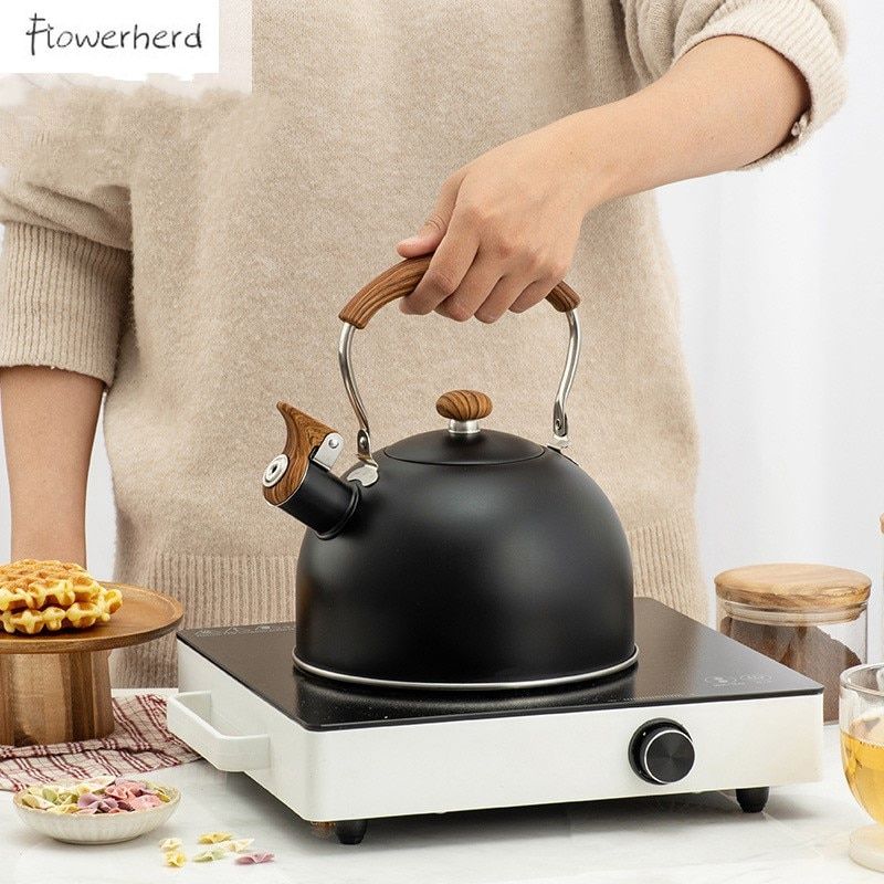 2.5L Whistling Tea Kettle Tea Pot Wood Scald Handle