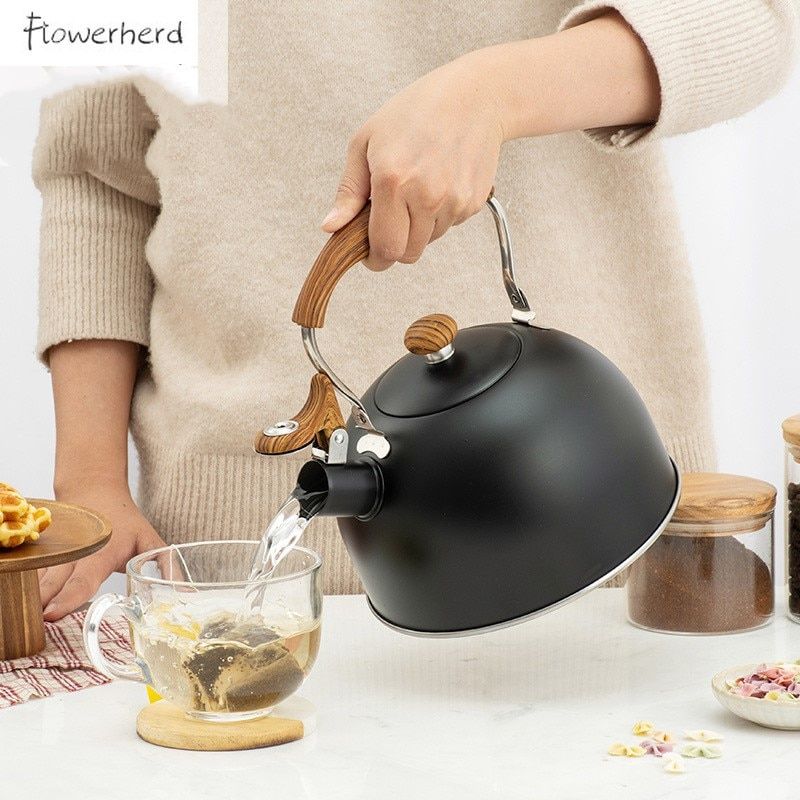 2.5L Whistling Tea Kettle Tea Pot Wood Scald Handle