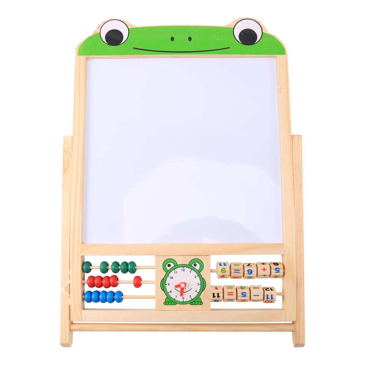 Children's Double Sided Easel Art Easel Chalk Chalkboard Magnetic Writing Board with Number Stickers and Tangram