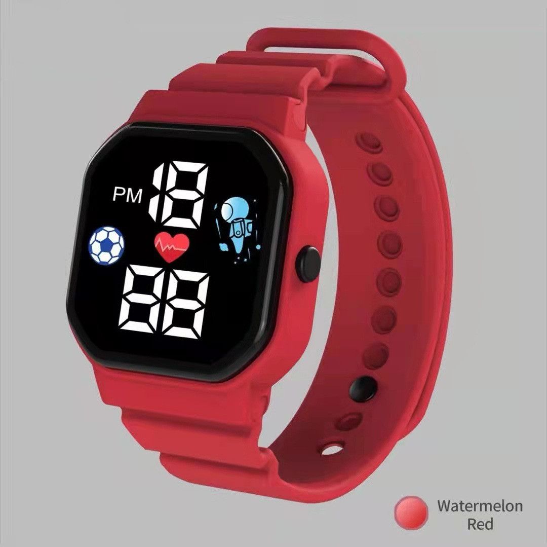 Cute Pattern Kids Watch Waterproof Children Digital Electronic Wristwatch Sports LED Watches For Boys Girls Relogio Infantil(#black 1)