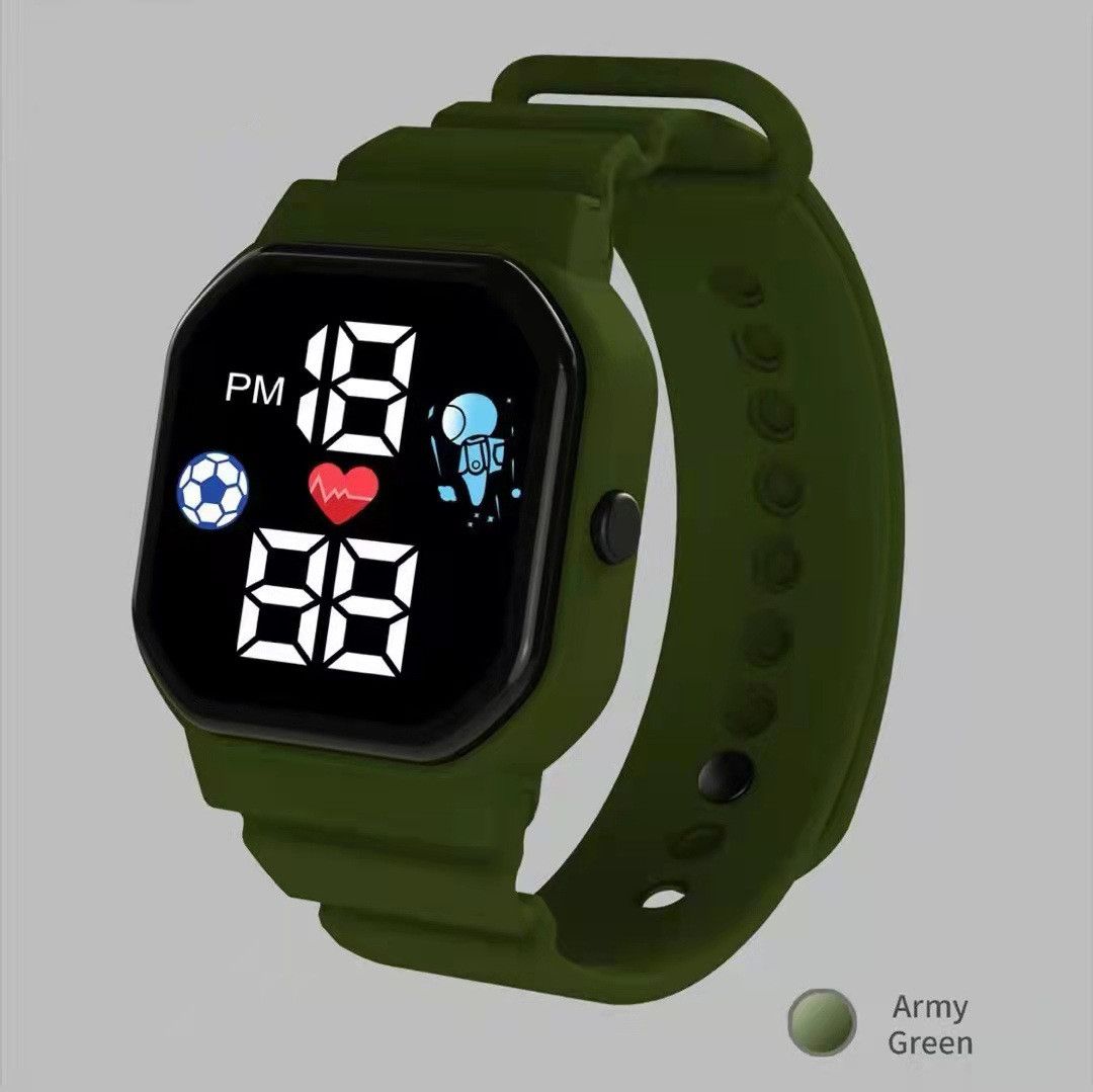 Cute Pattern Kids Watch Waterproof Children Digital Electronic Wristwatch Sports LED Watches For Boys Girls Relogio Infantil(#black 1)