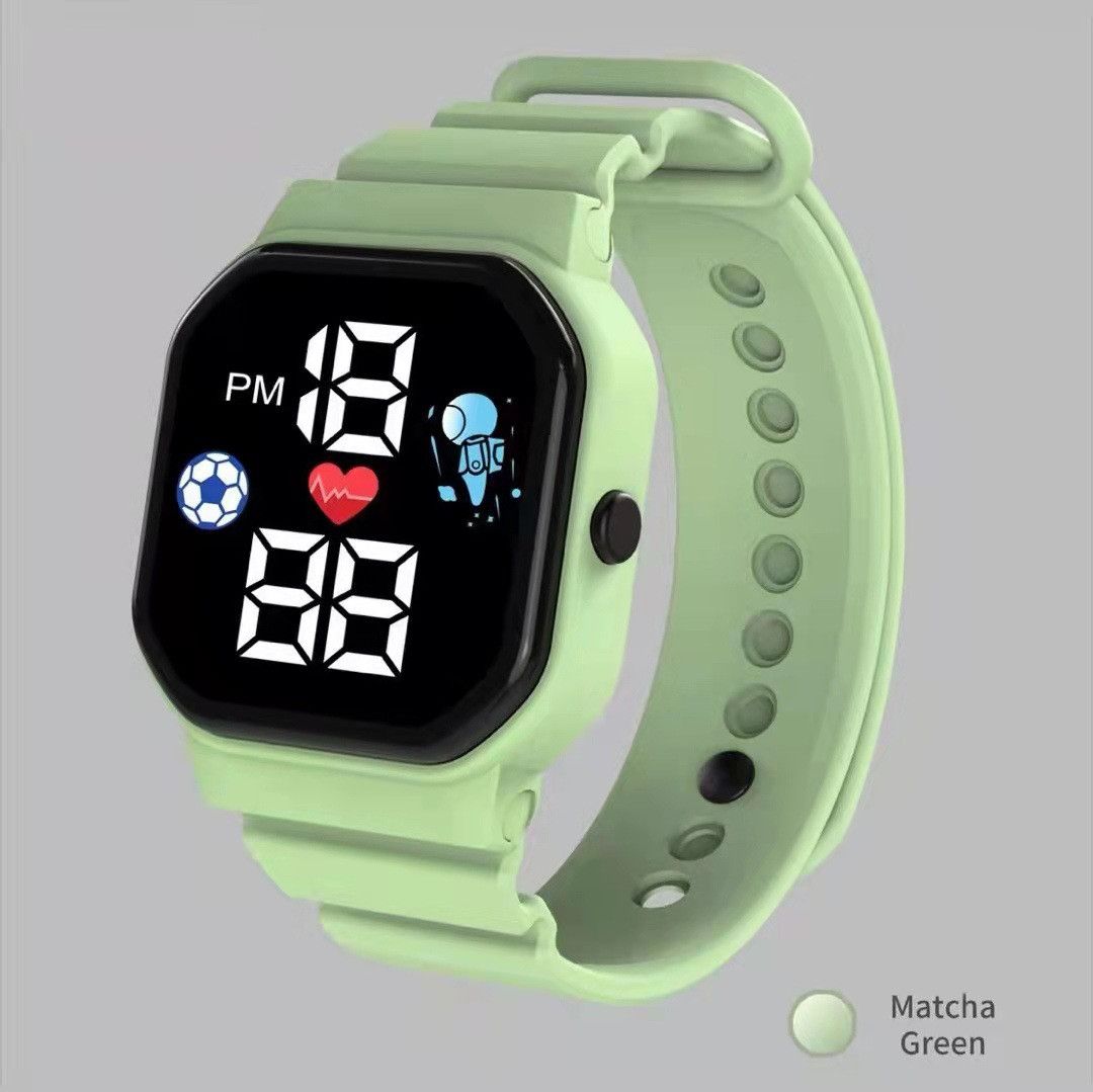 Cute Pattern Kids Watch Waterproof Children Digital Electronic Wristwatch Sports LED Watches For Boys Girls Relogio Infantil(#black 1)