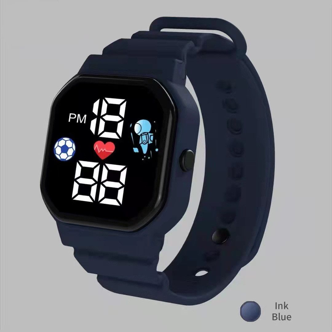 Cute Pattern Kids Watch Waterproof Children Digital Electronic Wristwatch Sports LED Watches For Boys Girls Relogio Infantil(#black 1)