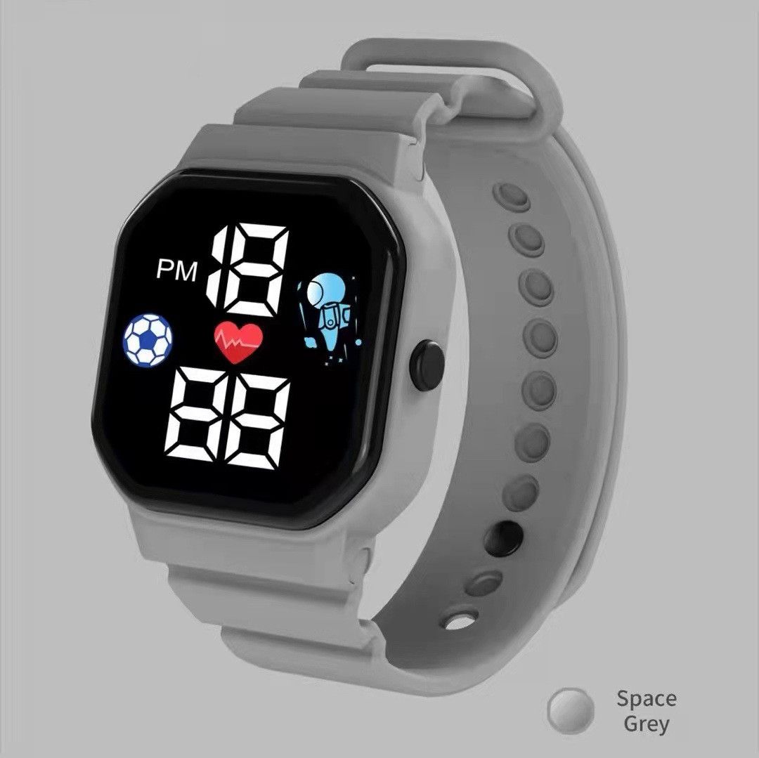 Cute Pattern Kids Watch Waterproof Children Digital Electronic Wristwatch Sports LED Watches For Boys Girls Relogio Infantil(#black 1)