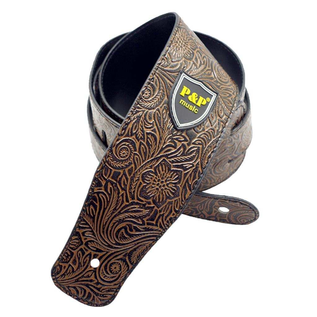 Durable PU Leather Strap Belt Brown For Guitar Bass Musical Brown