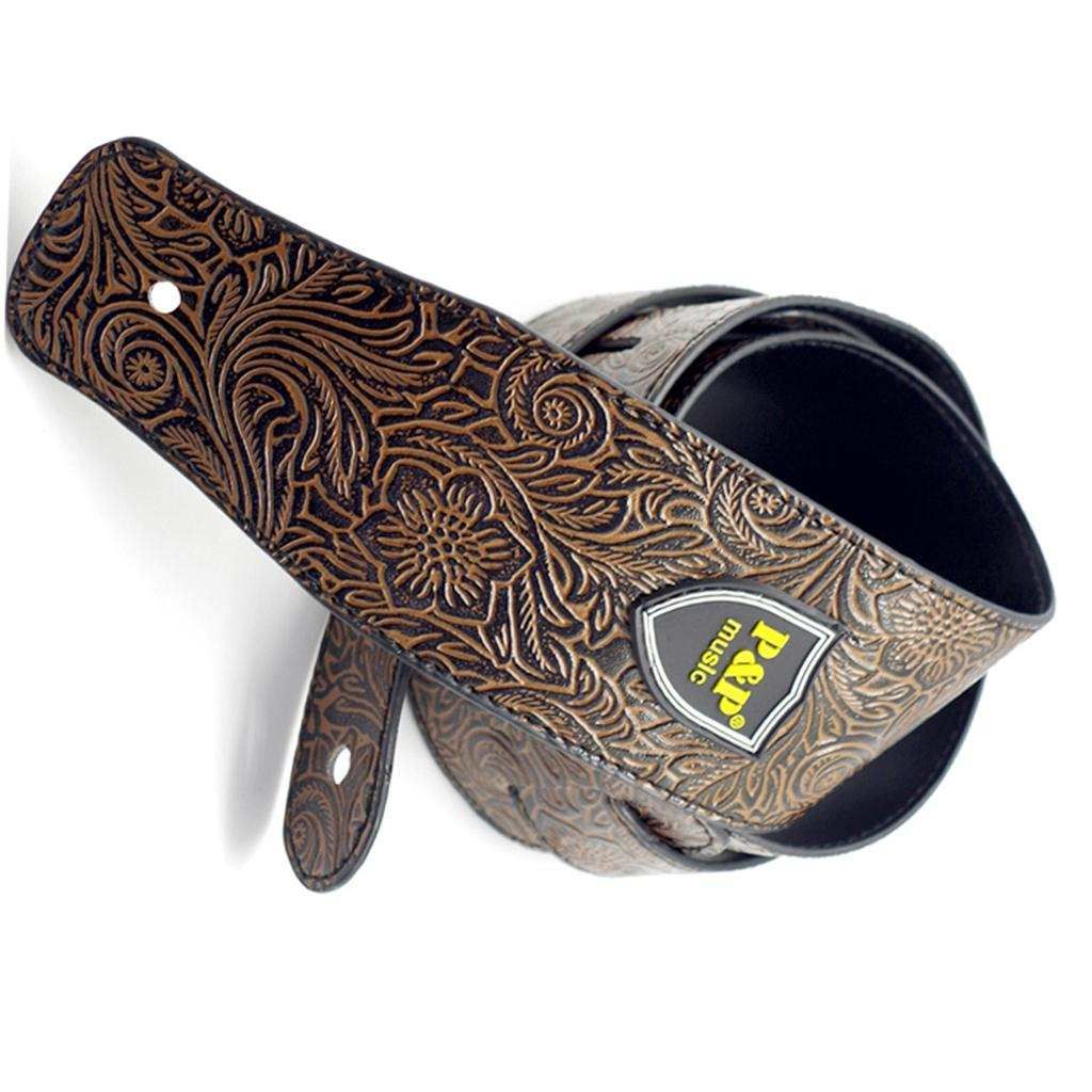 Durable PU Leather Strap Belt Brown For Guitar Bass Musical Brown