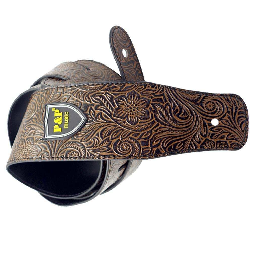 Durable PU Leather Strap Belt Brown For Guitar Bass Musical Brown