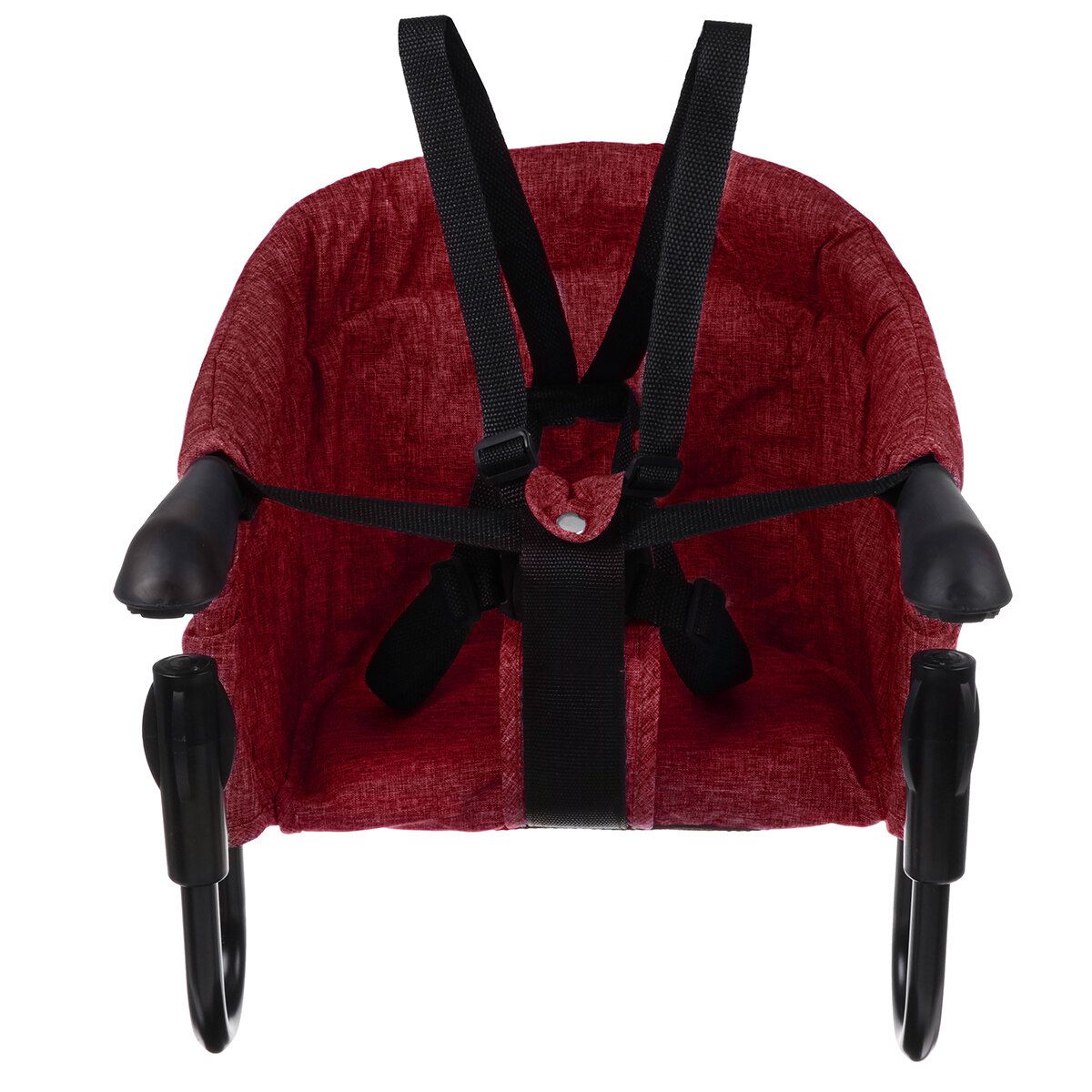 Portable Baby Highchair Foldable Feeding Chair Seat Booster Safety Belt Dinning Table Hook-on Chair Harness Lunch Cushion Red