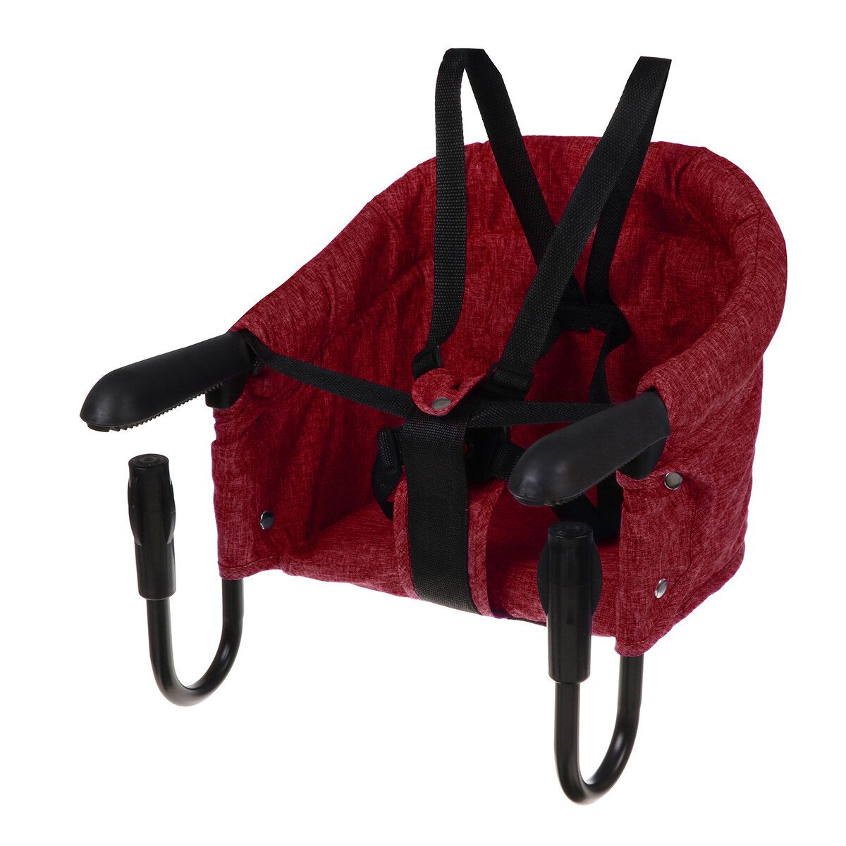 Portable Baby Highchair Foldable Feeding Chair Seat Booster Safety Belt Dinning Table Hook-on Chair Harness Lunch Cushion Red