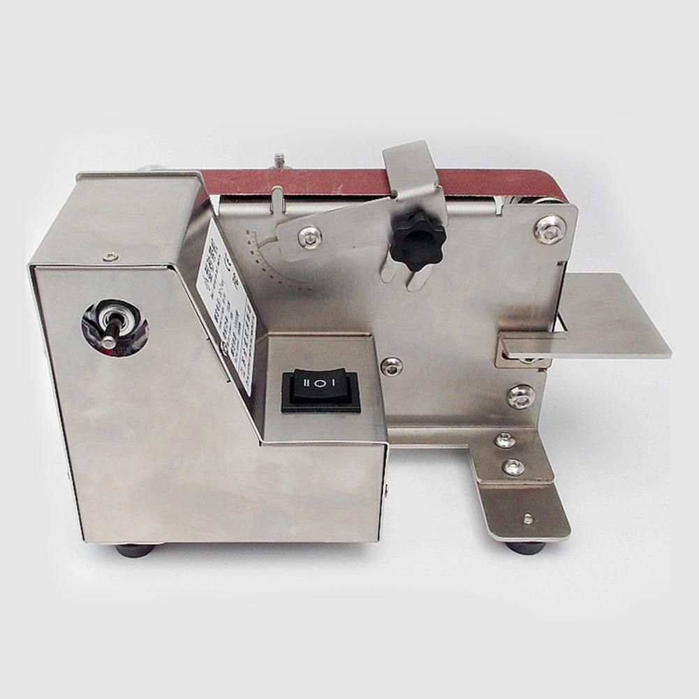 180W Small Sanding Machine Belt Sander 7 Gear Speed Adjustable Household Electric Polishing Machine Desktop Sanding Tool Metal Wood Cutters Grinding Machine with 10 Sanding Belts